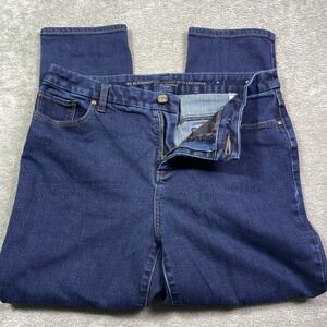 Chico's So Slimming Girlfriend Slim Leg Ankle Jeans Dark Wash Denim 10 R Women's